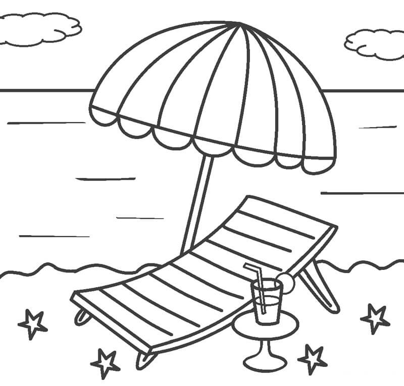Beach Chair and Umbrella Coloring Page - Free Printable Coloring Pages for  Kids