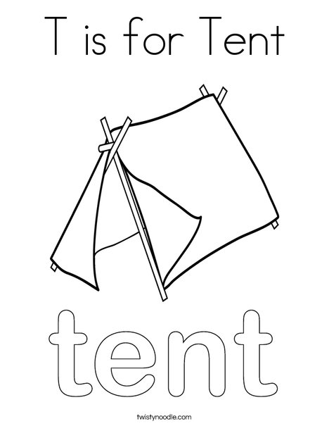 T is for Tent Coloring Page - Twisty Noodle
