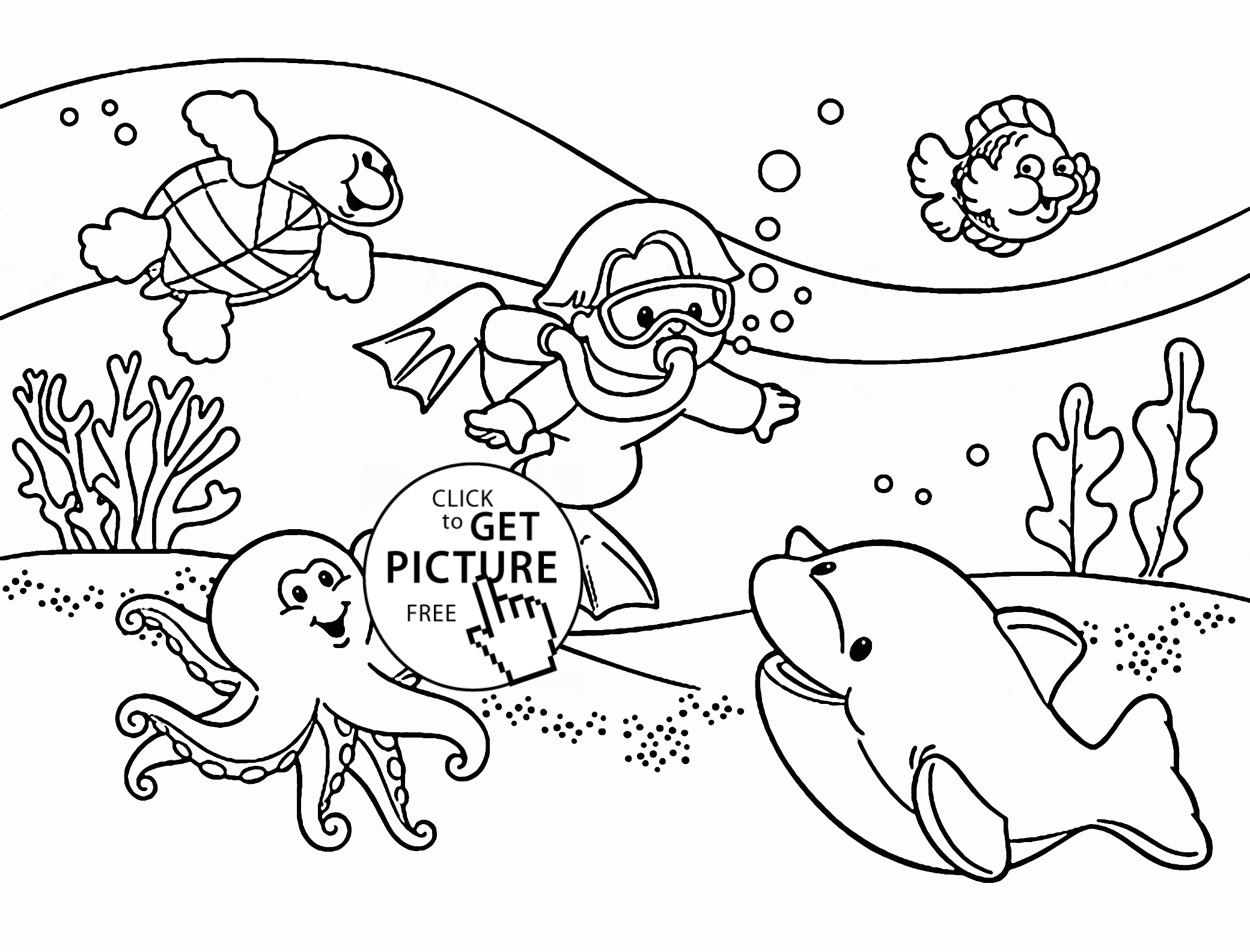 Underwater coloring page for kids, summer coloring pages ...