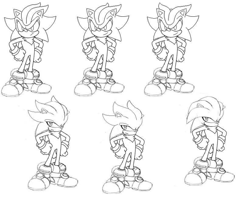 Super Sonic And Super Shadow And Super Silver Coloring Pages