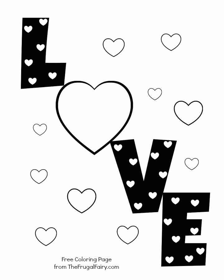 Valentine's Printable: Love Hearts Coloring Page - The Frugal Fairy