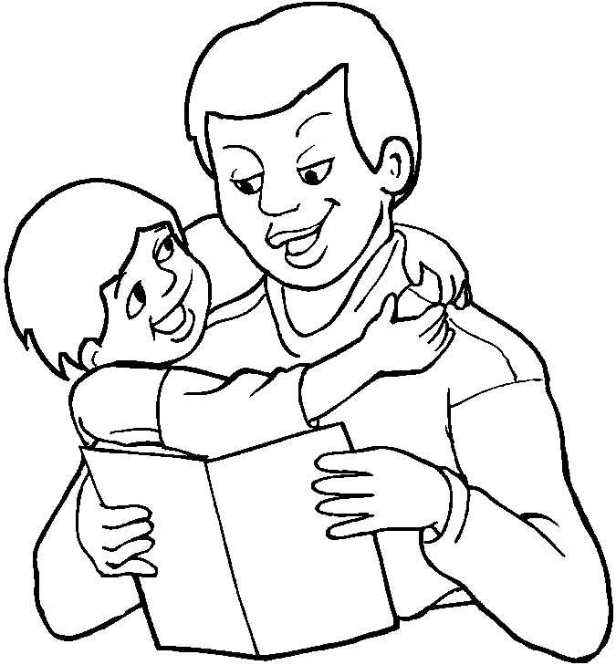 Daddy Read Book To Child Coloring Pages Family | The Coloring Pages