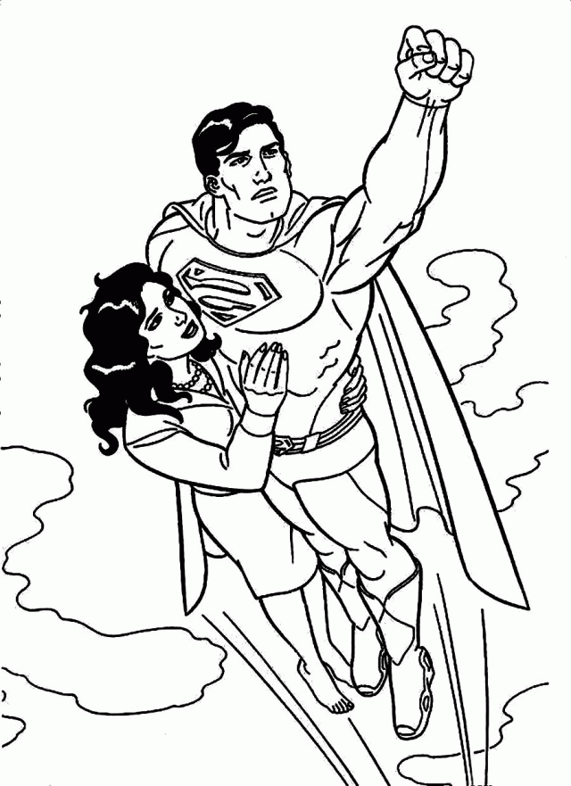 Download Superman Taking Lois Lane Flying With Him Coloring Pages 