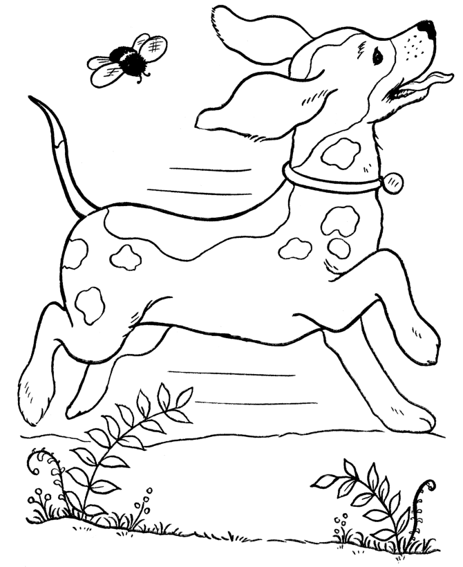 Dog Coloring Pages | Printable Spotted farm dog coloring page 