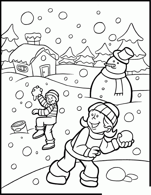 Winter Coloring Page Scene