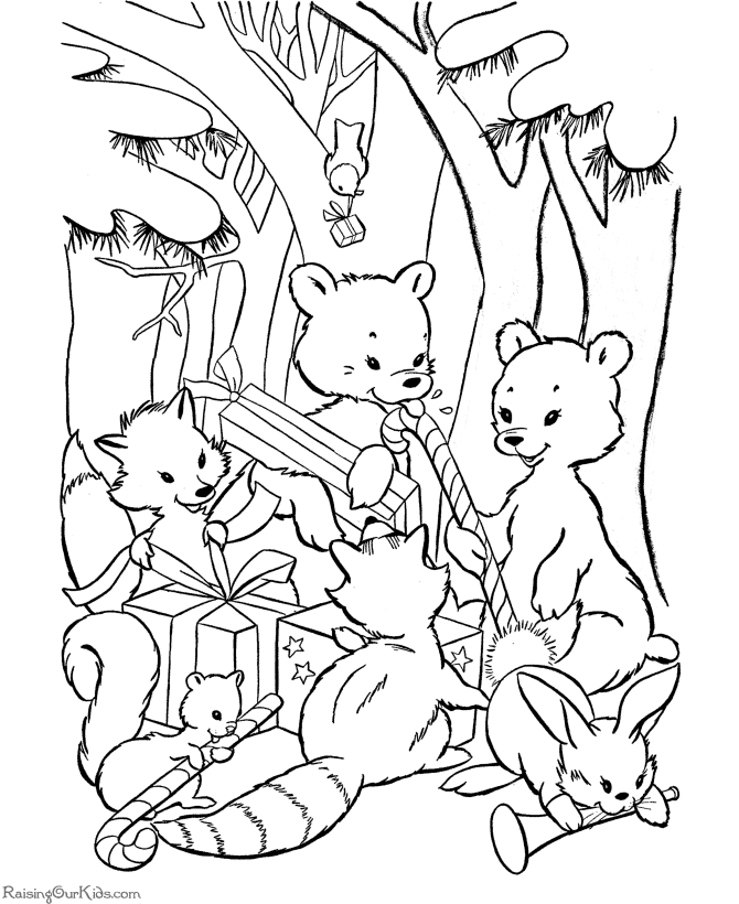 Christmas coloring pages - Animals pages!