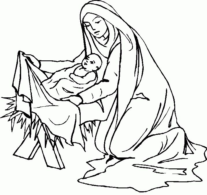 Mary Nursed Jesus With Love Coloring Pages - Christmas Coloring 
