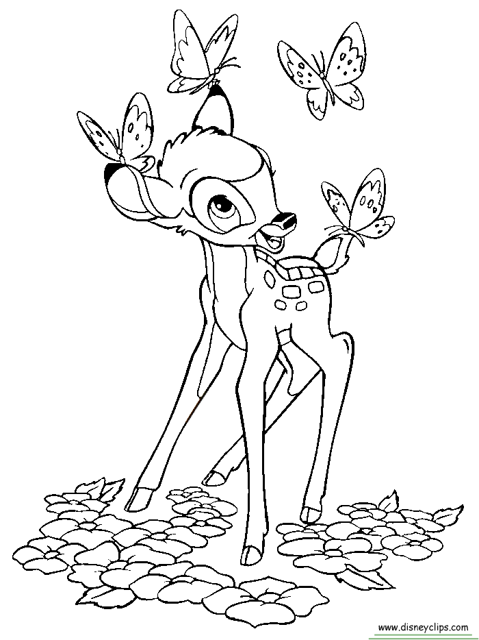 Disney Bambi Coloring Pages Featuring Bambi Thumper And Flower Coloring Home