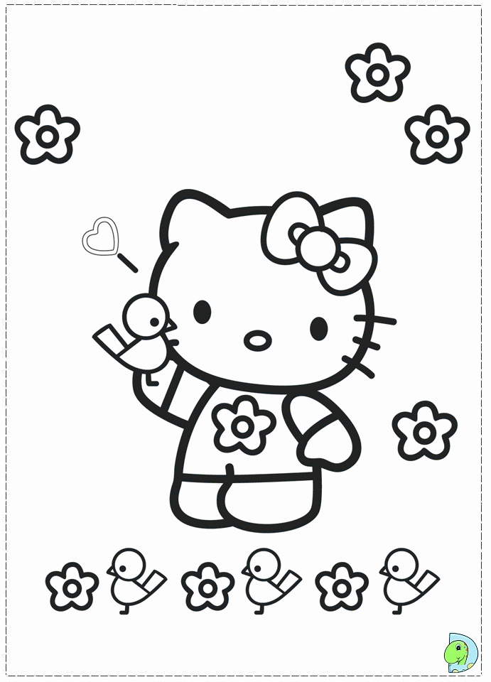 flower bird Hello Kitty Coloring pages - smilecoloring.com