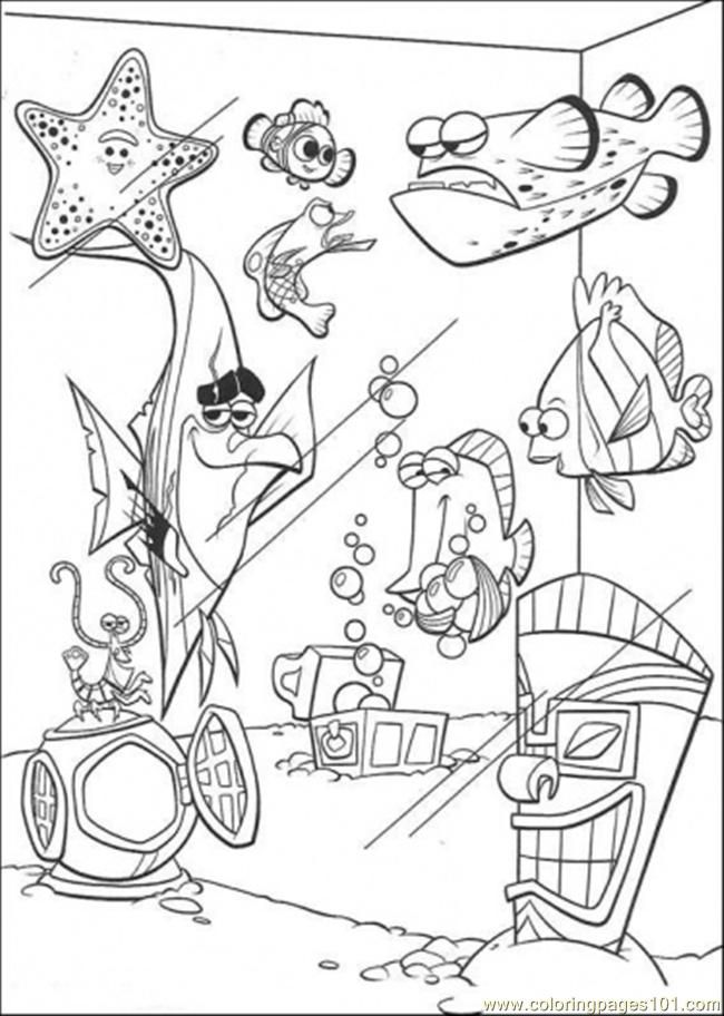 Coloring Pages Live In Tank (Cartoons > Finding Nemo) - free 