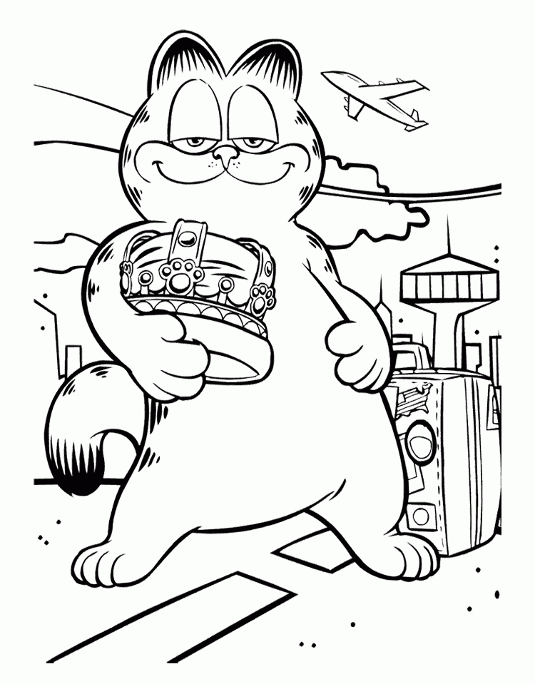 Garfield Coloring Pages : Garfield Takes The Radio Coloring Page 