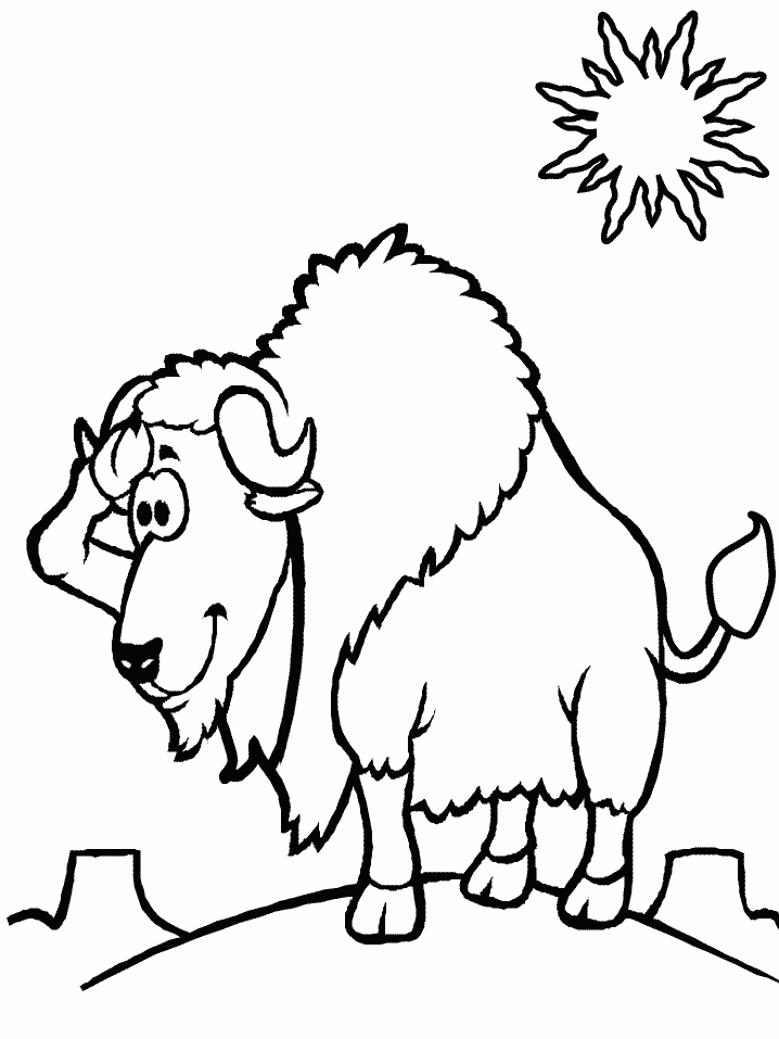 Printable Bison Animals Coloring Pages