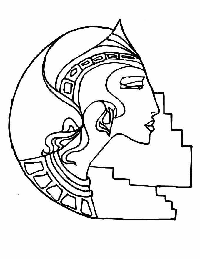 A Head Figure of Ancient Egypt Women Coloring Page: A Head Figure 