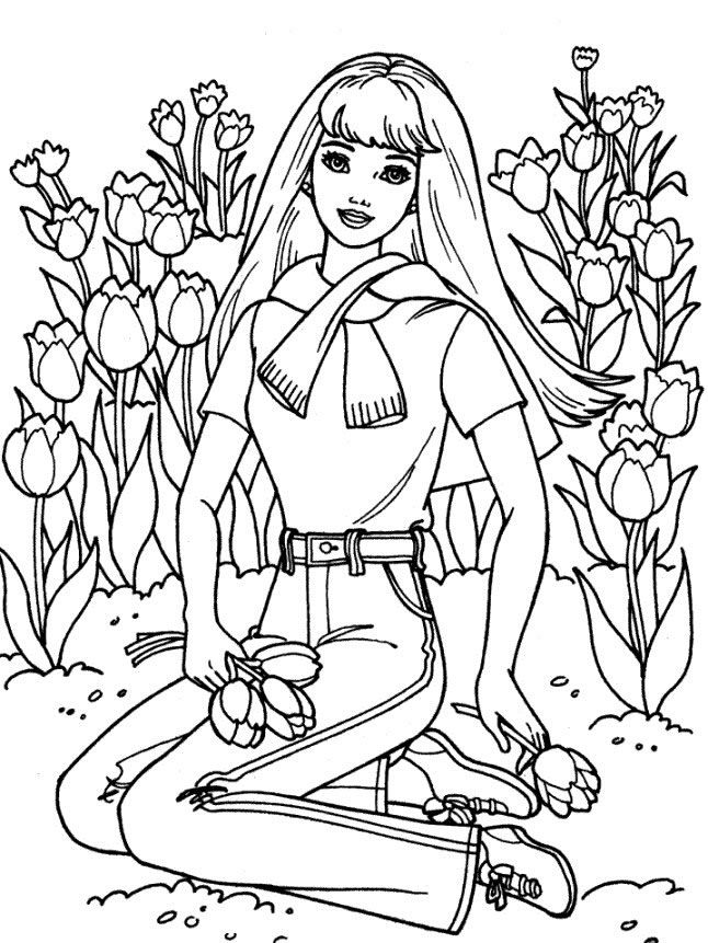 Barbie on The Garden Coloring Pages Free | The Coloring Pages