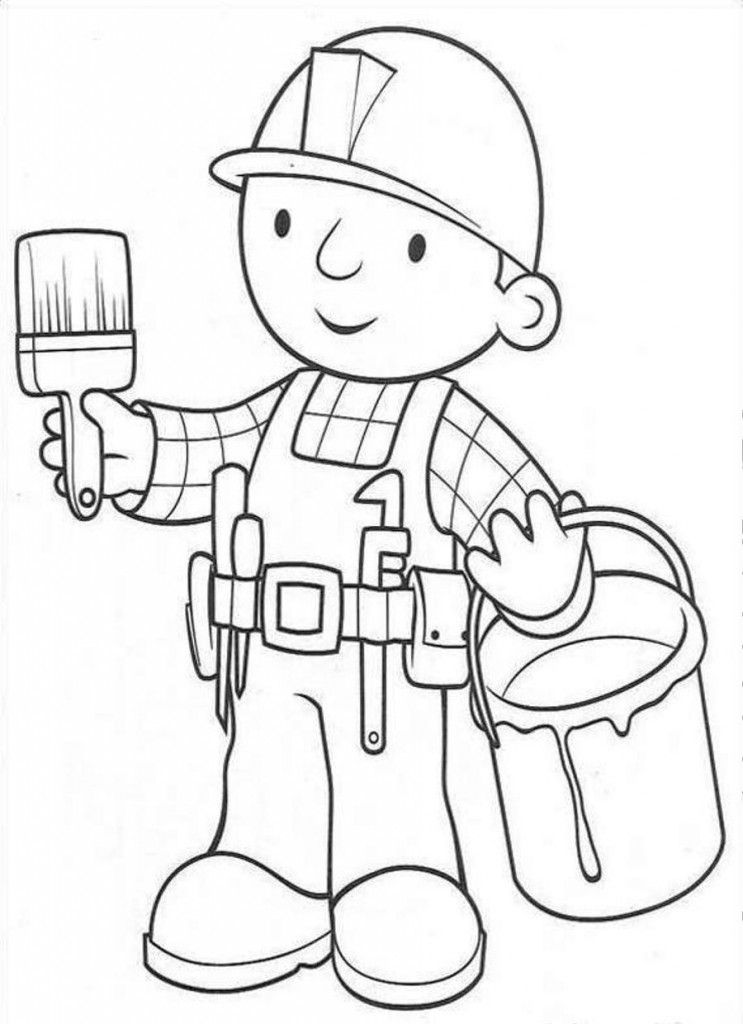 Cartoon: Cool Bob The Builder Lil Painter Coloring Page 