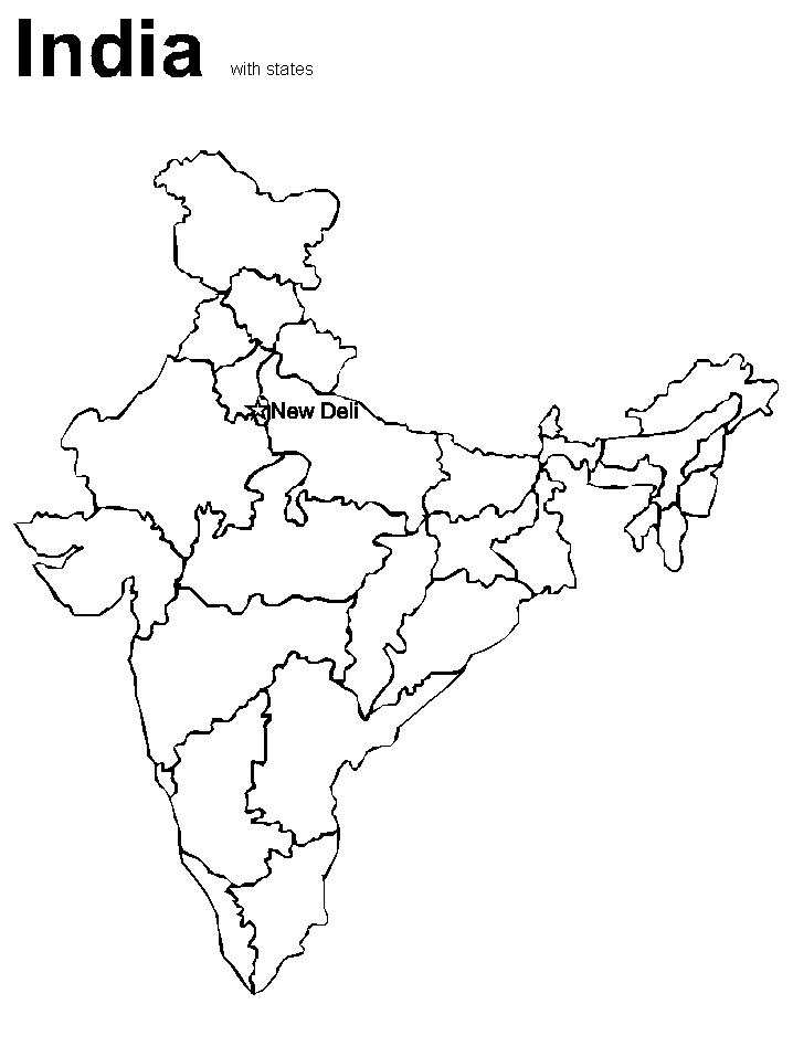 Printable India Map2 Countries Coloring Pages - Coloringpagebook.com