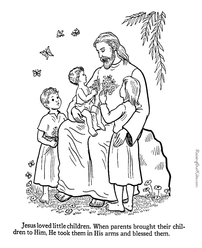 Jesus with children coloring pages to Bible Coloring Pages For 