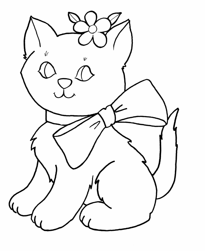 kids coloring pages printable easter bow kitty page