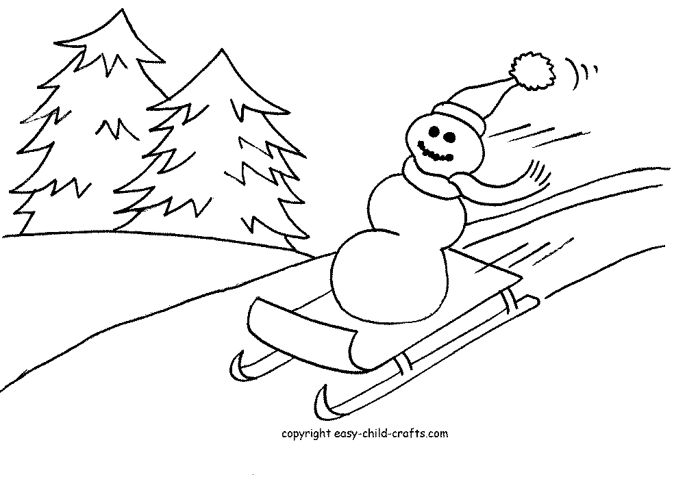 Sledding Snowman coloring page | Coloring Pages