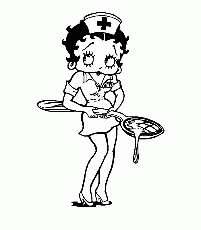 Betty Boop Being A Nurse Coloring Pages Free: Betty Boop Being A 