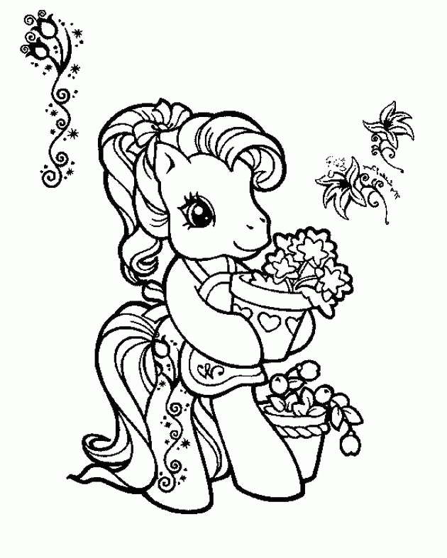 Little Pony Bring Flower Vase Coloring Pages My Little Pony Coloring Home