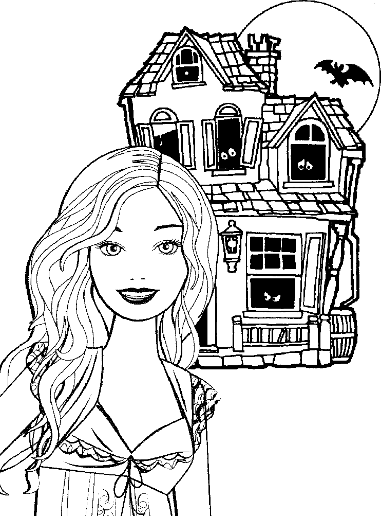 BARBIE COLORING PAGES: HAPPY HALLOWEEN BARBIE PRINTABLE COLORING PAGE
