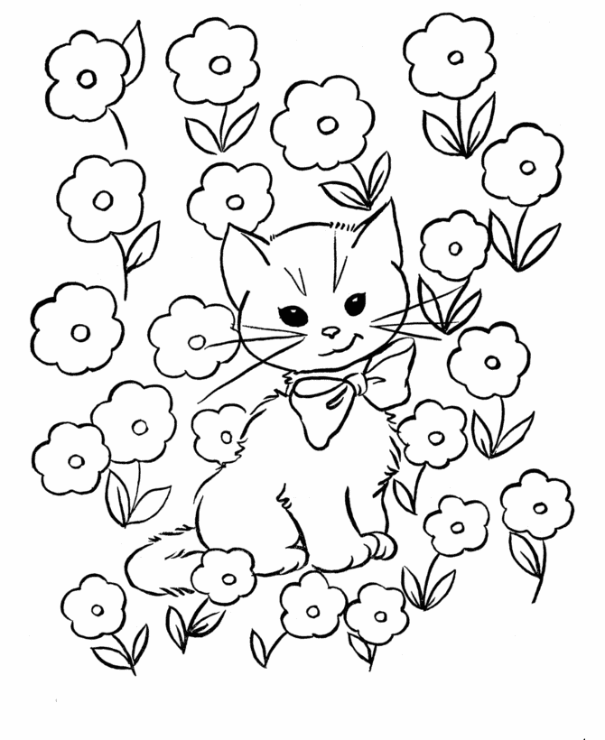 easter kids coloring pages printable kitty cat