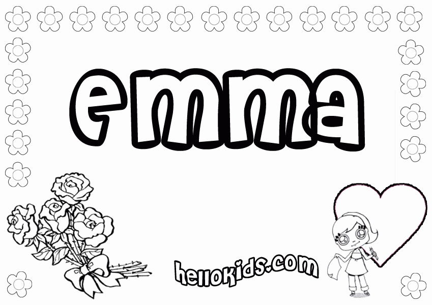 emma girls name coloring page