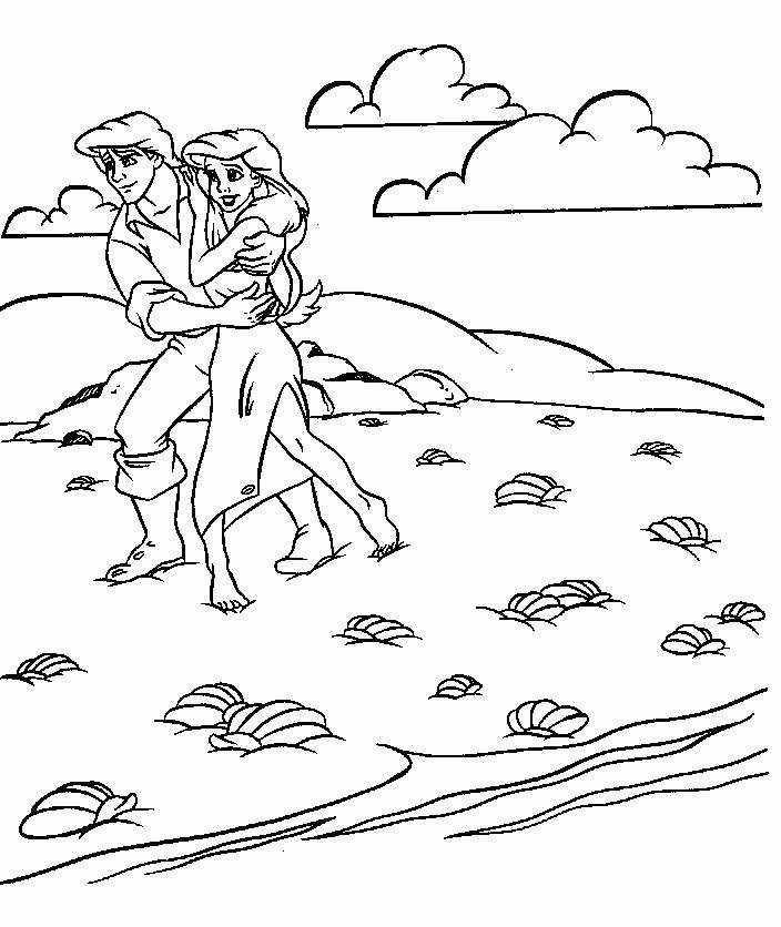 Ariel and Eric Coloring Pages | the little mermaid coloring pages