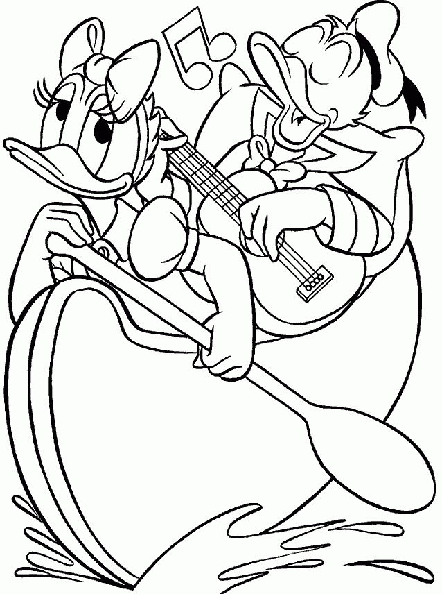 Donald Duck : Donald Ducuk Was Playing His Own Guitar Coloring For 