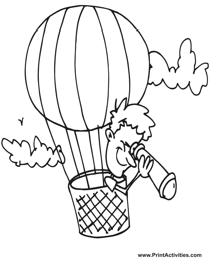Hot Air Balloon Coloring Page | Balloon with rider