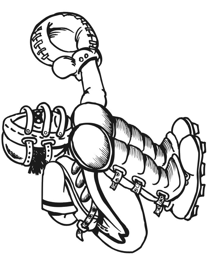 Printable Baseball Catcher Coloring Page | Side View of Catcher
