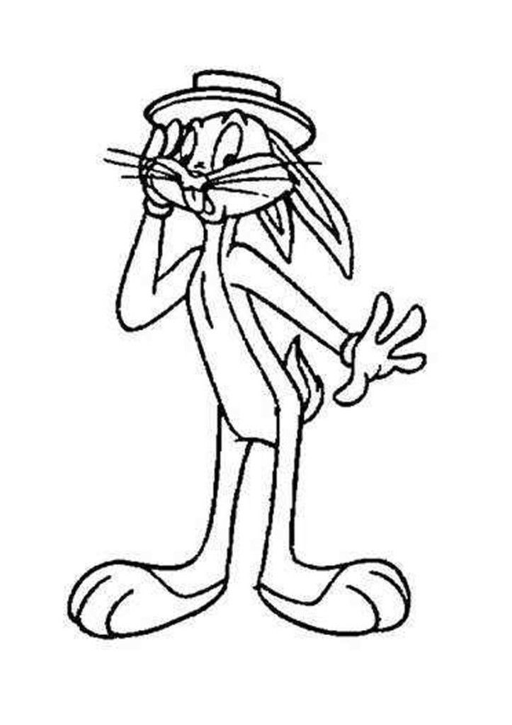 Bugs Bunny Wearing a Hat Coloring Pages Free : New Coloring Pages