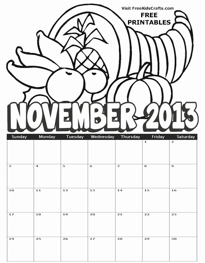 november 2013 Colouring Pages