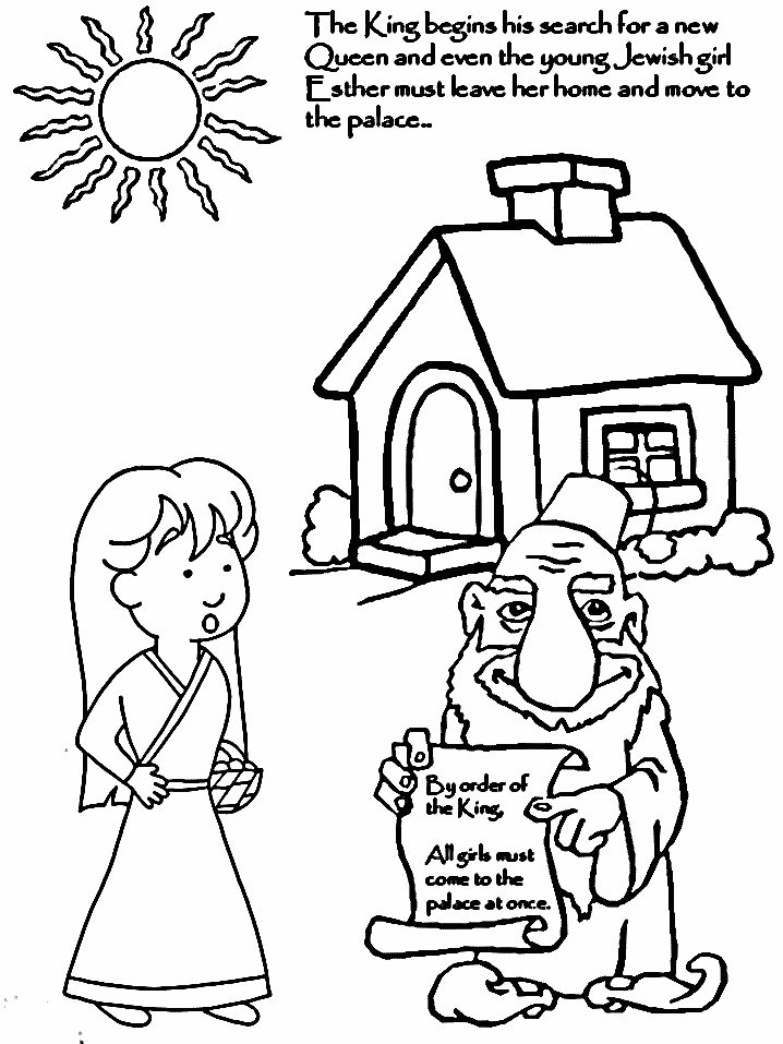 Page 1 of the Story of Esther, coloring book