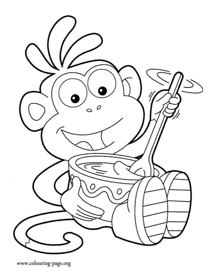 Dora - Boots making chocolate coloring page