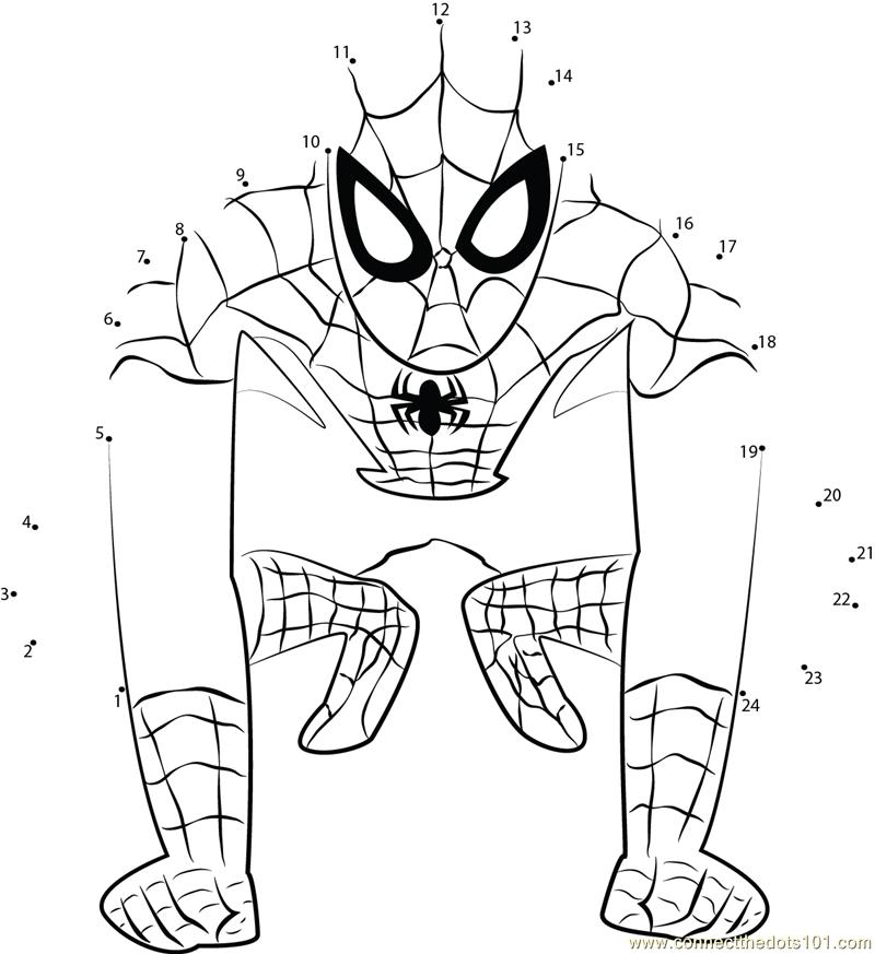 spiderman dot to dot Colouring Pages