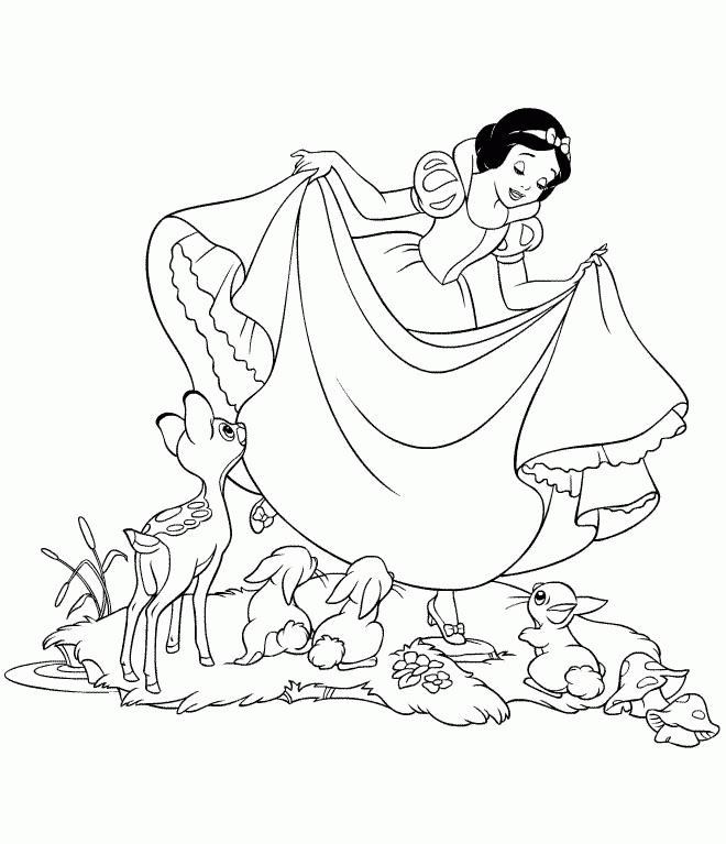Disney Snow White print coloring pages. 7