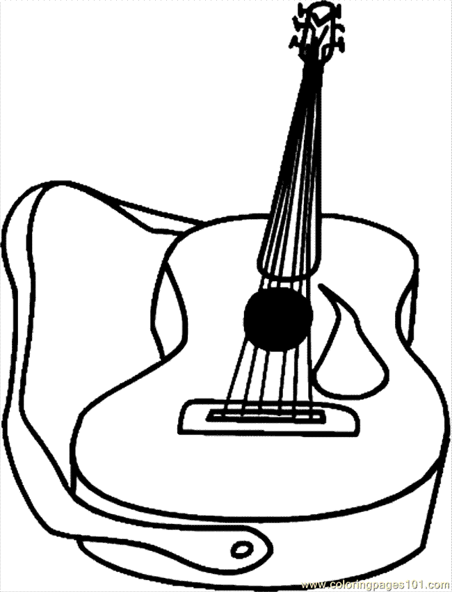 Coloring Pages Guitar (Entertainment > Instruments) - free 
