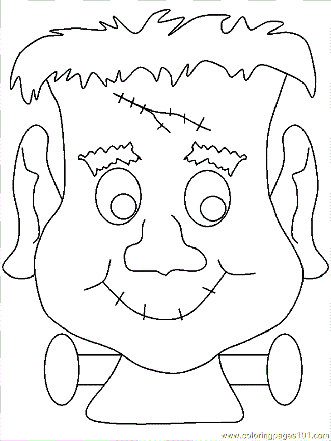 Home Halloween Coloring Pages Frankenstein Mask - Coloring Home