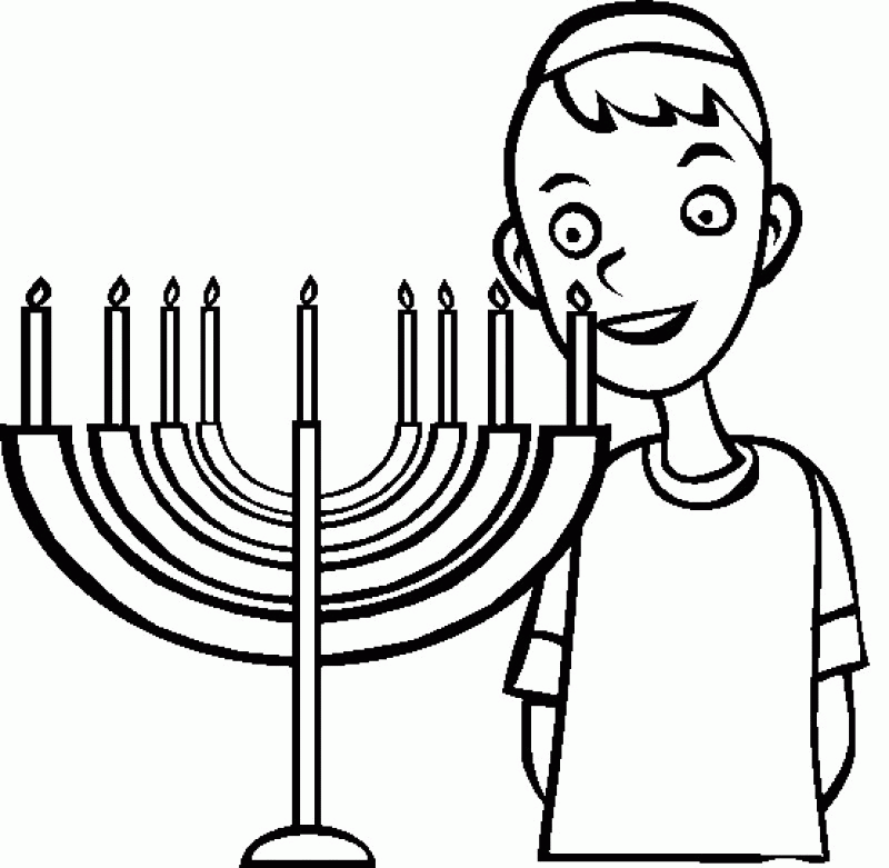 Chanukah And With Smiling Children Coloring Page - Kids Colouring 