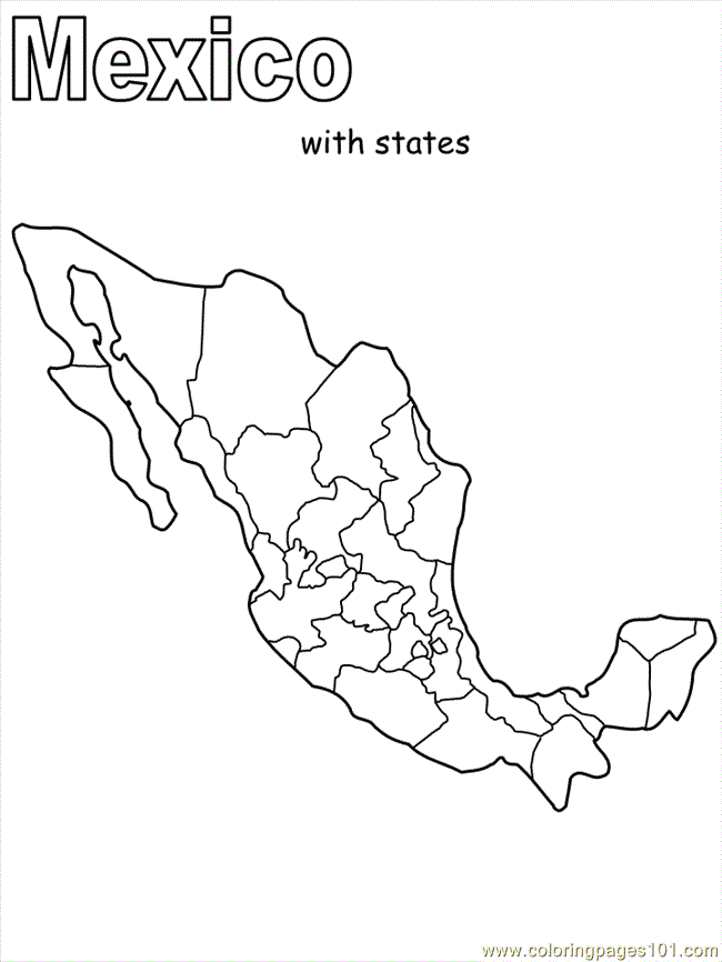Coloring Pages Mexican Coloring Map2 (Countries > Mexico) - free 
