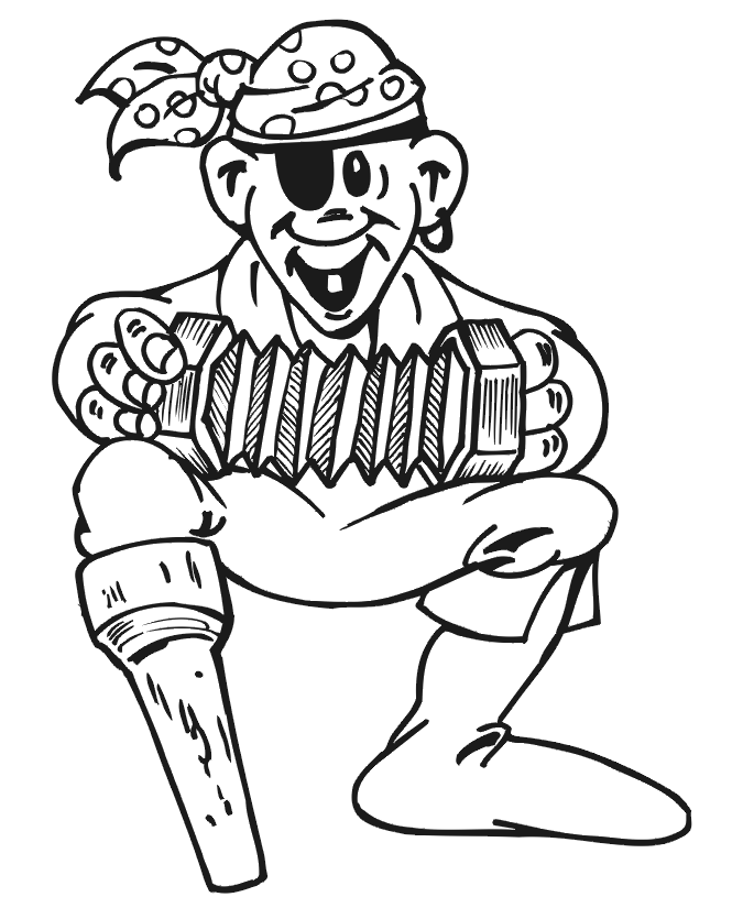 Pirate Coloring Page | Pirate Playing The Accordian