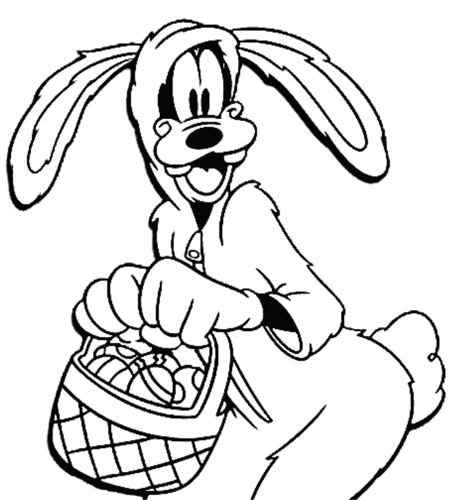 Print Goofy Easter Disney Coloring Pages or Download Goofy Easter 