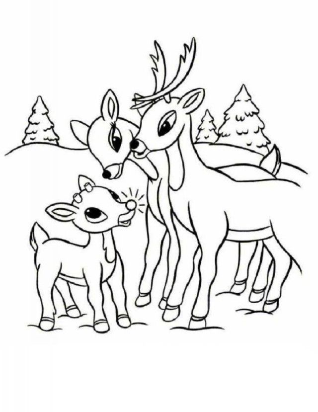Newest Rudolph Reindeer And Family Coloring Page Laptopezine Coloring Home
