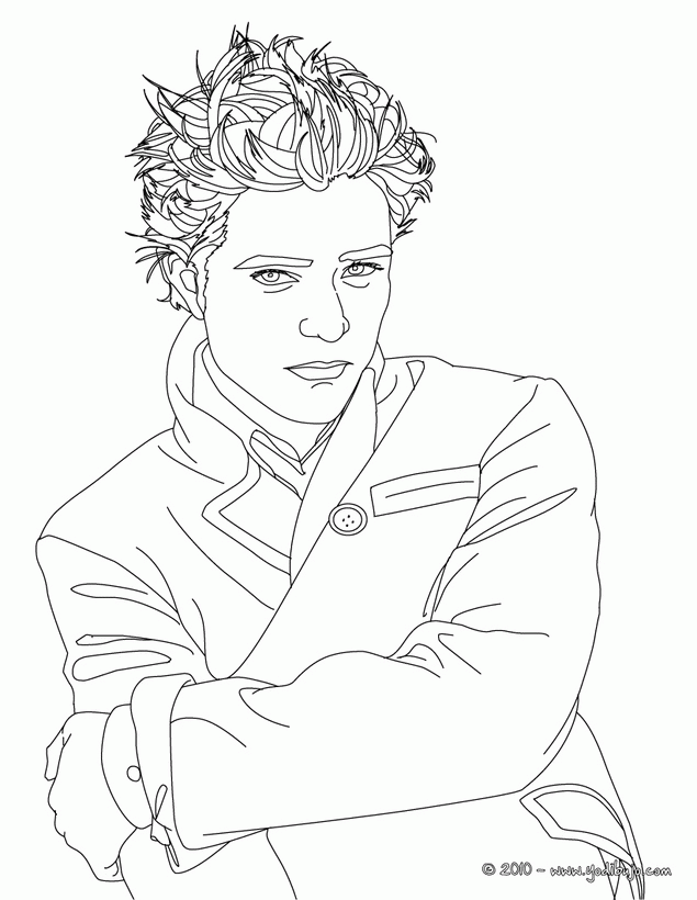 robert pattinson crossed armes twilight character person | coloring page