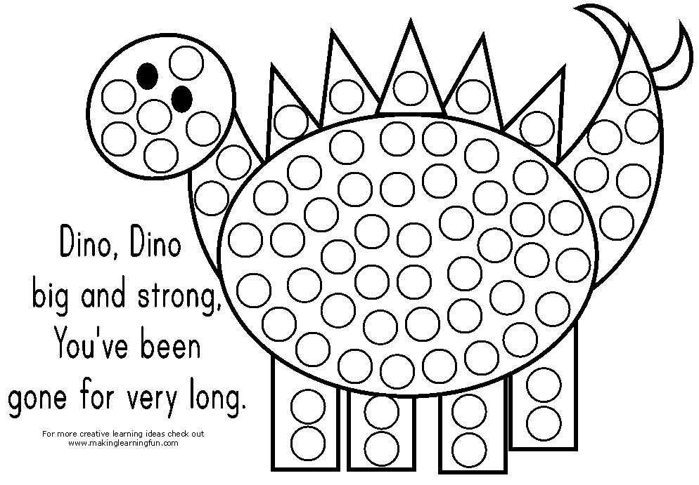 Dino do a dot art coloring page