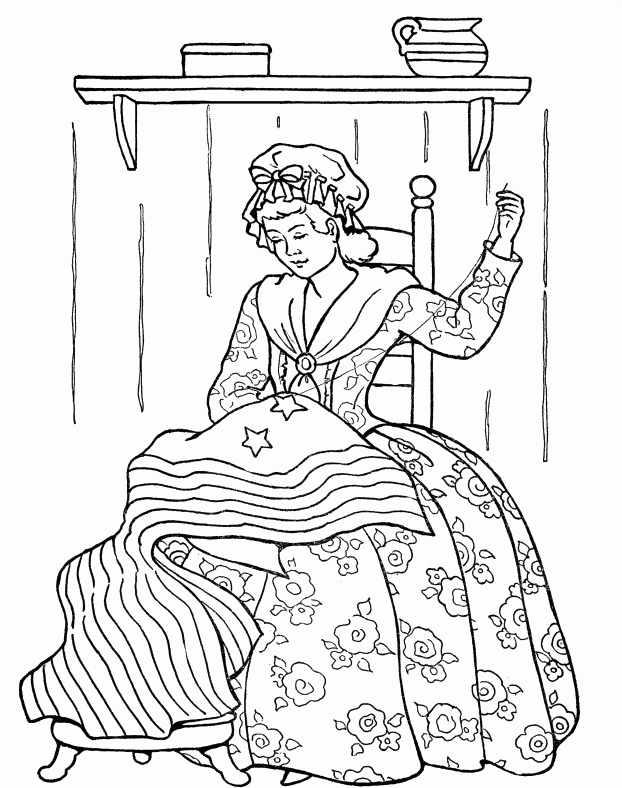 Betsy Ross Sewing Flag Is Being Incorrectly Coloring Pages 