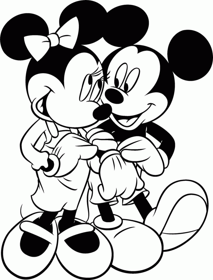 Valentines Of Mickey Mouse And Minnie Mouse Coloring Pages 