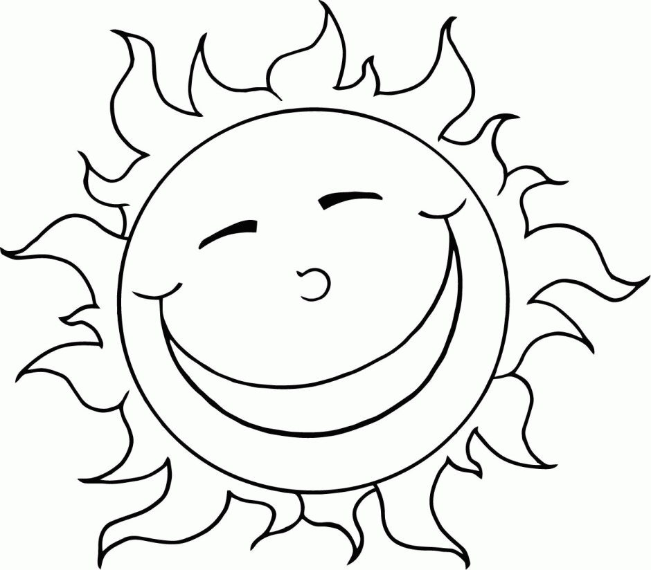 Clipart Coloring Page Outline Of A Happy Summer Sun With Shades - Coloring  Home